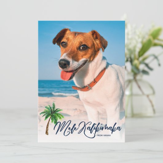 Mele Kalikimaka Kerstmis Tropisch 2-foto Feestdagenkaart (Staand voorkant)