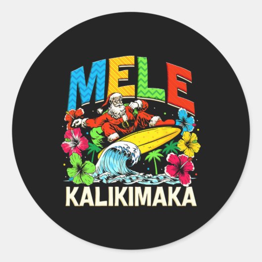 Mele Kalikimaka Kerstmiskerstman Kerstmiszomer Haw Ronde Sticker (Voorkant)