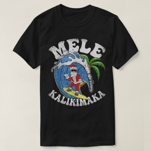 Mele Kalikimaka kerstontwerp - Surf - Santa Surf T-shirt (Design voorkant)