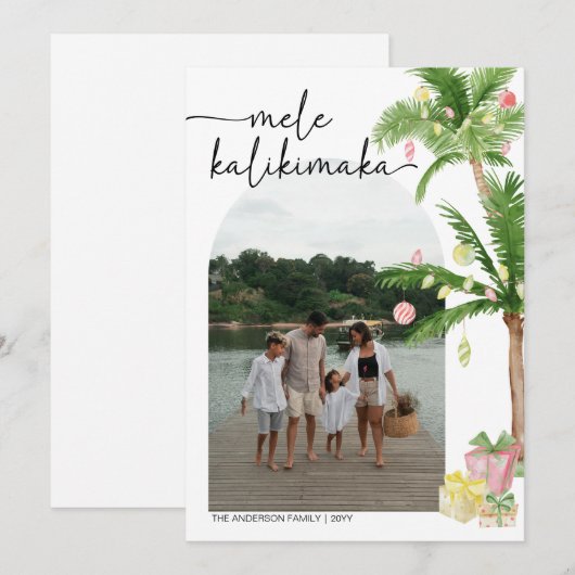 mele kalikimaka kerstvakantie fotokaart feestdagenkaart (Voorkant / Achterkant)