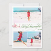 Mele Kalikimaka Klassiek Script Kerstmis 3 Foto Feestdagenkaart (Voorkant)
