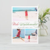 Mele Kalikimaka Klassiek Script Kerstmis 3 Foto Feestdagenkaart (Staand voorkant)