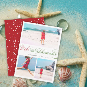 Mele Kalikimaka Klassiek Script Kerstmis 3 Foto Feestdagenkaart