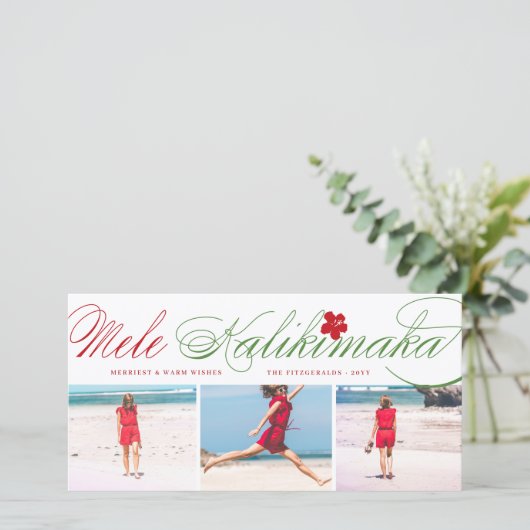 Mele Kalikimaka - Klassieke Kerst 3 Foto Feestdagenkaart (Staand voorkant)