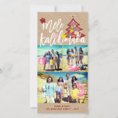 Mele Kalikimaka Kleur Bloemen Kerstboom Foto Feestdagenkaart (Voorkant)