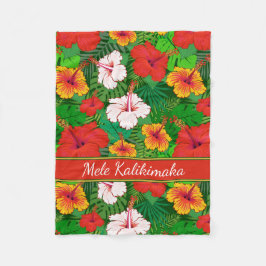 Mele Kalikimaka Kleurrijke Hawaïaanse Bloemenvakan Fleece Deken