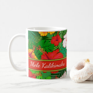 Mele Kalikimaka Kleurrijke Hawaïaanse Bloemenvakan Koffiemok