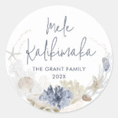 Mele Kalikimaka Kustvakantie Ronde Sticker (Voorkant)