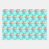 Mele Kalikimaka Mermaid Cute Blauwgroen Beach Kers Inpakpapier Vel (Voorkant)