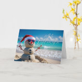 Mele Kalikimaka Merry Christmas Island Beach Style Kaart (Gele Bloem)