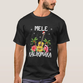 Mele Kalikimaka Merry Christmas Lights Santa Hawai T-shirt