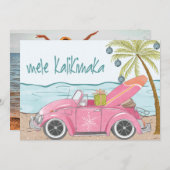 Mele Kalikimaka Merry Kerstbeach Surf Foto Feestdagenkaart (Voorkant / Achterkant)