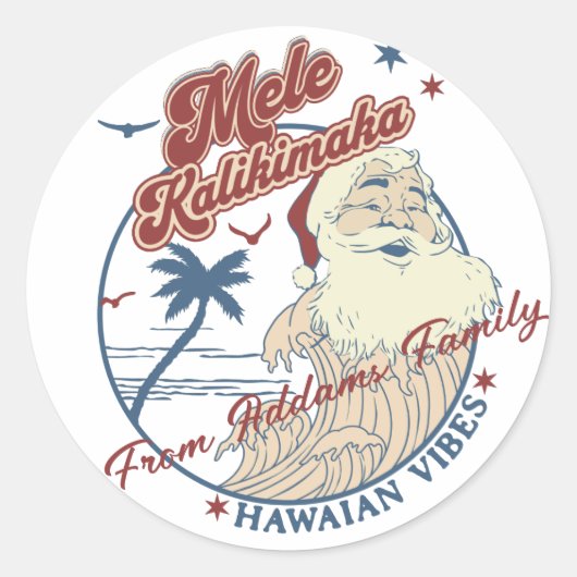 Mele Kalikimaka Merry Kerstmis Hawaiian Ronde Sticker (Voorkant)