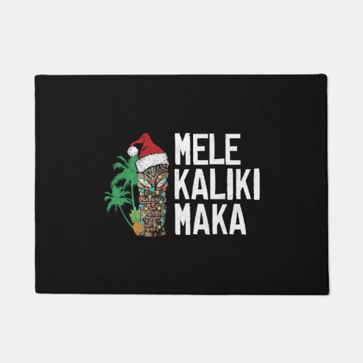 Mele Kalikimaka Merry Kerstmis Hawaiian Tiki T-Sh Deurmat (Voorkant)