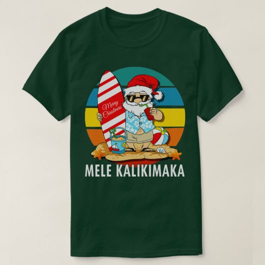 Mele Kalikimaka Merry Kerstresten Hawaiian San T-shirt (Design voorkant)