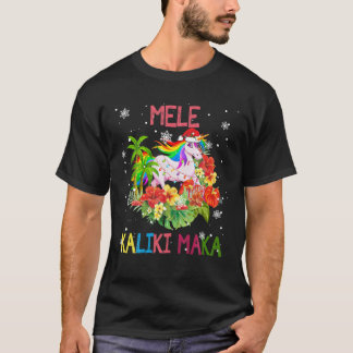 Mele Kalikimaka Merry Xmas Floral Hawaiian Santa U T-shirt