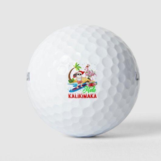 Mele Kalikimaka Merry Xmas Hawaiian Flamingo Santa Golfballen (Voorkant)