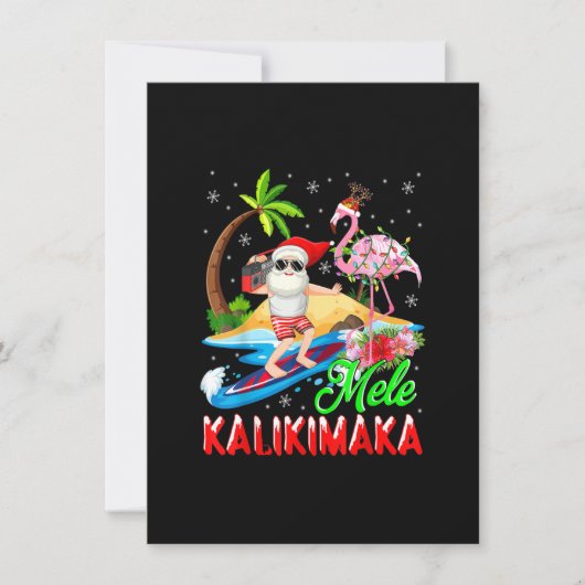 Mele Kalikimaka Merry Xmas Hawaiian Flamingo Santa Kaart (Voorkant)