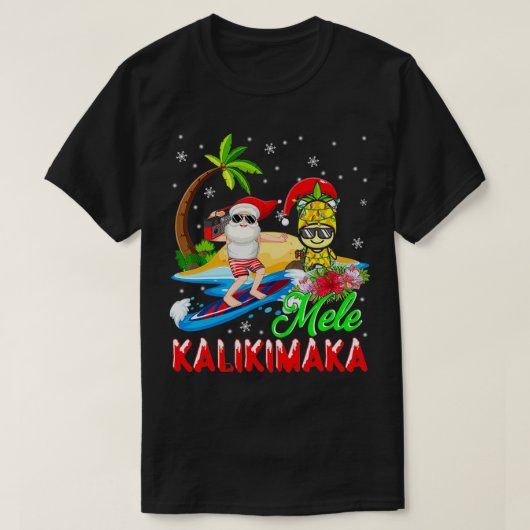 Mele Kalikimaka Merry Xmas Hawaiian Pineapple Sant T-shirt (Design voorkant)