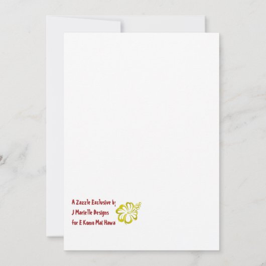 Mele Kalikimaka met Golden Hibiscus Wenskaart Notitiekaartje (Achterkant)