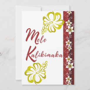 Mele Kalikimaka met gouden hibiscus wenskaart Notitiekaartje