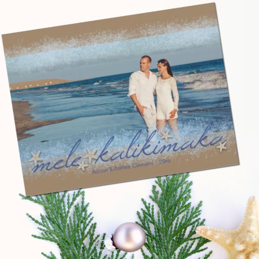 Mele Kalikimaka met Starfish Script Kerst Foto Briefkaart