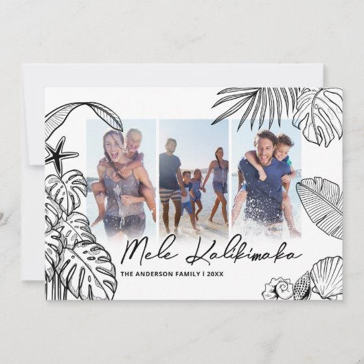Mele Kalikimaka Modern 3 Foto Kerstmis Feestdagenkaart (Voorkant)