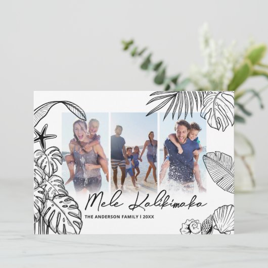 Mele Kalikimaka Modern 3 Foto Kerstmis Feestdagenkaart (Staand voorkant)
