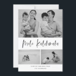 Mele Kalikimaka Modern Brush Feestdagenkaart<br><div class="desc">Deze elegante en stijlvolle fotokaart voor feestdagen is zeker dit jaar nog vrolijk! Het voorzien van een vreugdevol sentiment in borstelmanuscript met een inky textuur die "Mele Kalikimaka"zegt personaliseer de tekst op de bodem en de foto's met uw. Komt met een klassiek rood en zwart patroon op de rug voor...</div>