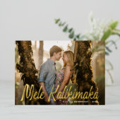 Mele Kalikimaka Modern Foto Folie Feestdagenkaart (Staand Voorkant)