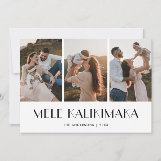 Mele Kalikimaka Modern Zwart Goud Foto Kerstmis Feestdagenkaart (Voorkant)