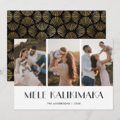 Mele Kalikimaka Modern Zwart Goud Foto Kerstmis Feestdagenkaart (Voorkant / Achterkant)