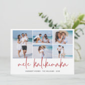 Mele Kalikimaka Moderne Fotocollage Hawaïaans  Feestdagenkaart (Staand voorkant)