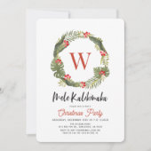 Mele Kalikimaka Monogram Holiday Party Uitnodiging (Voorkant)