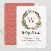Mele Kalikimaka Monogram Holiday Party Uitnodiging (Voorkant / Achterkant)