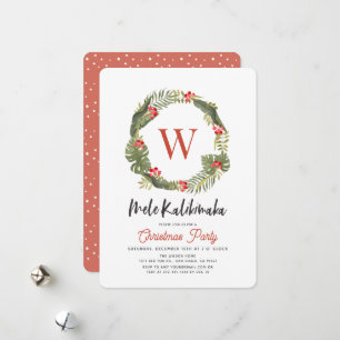 Mele Kalikimaka Monogram Holiday Party Uitnodiging