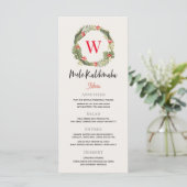 Mele Kalikimaka Monogram kerstfeestdag diner Menu (Staand voorkant)