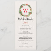 Mele Kalikimaka Monogram kerstfeestdag diner Menu (Voorkant)
