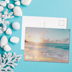 Mele Kalikimaka Mooi kerstgoud Folie Feestdagen Briefkaart