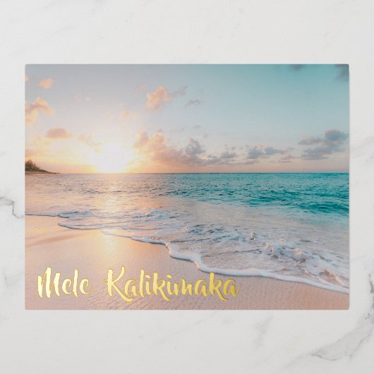 Mele Kalikimaka Mooi kerstgoud Folie Feestdagen Briefkaart (Voorkant)