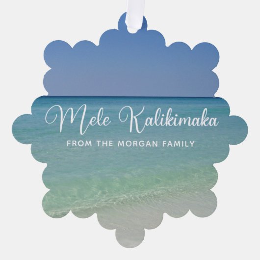 Mele Kalikimaka Mooie Custom Beach Kerstmis Ornament Kaart (Voorkant)