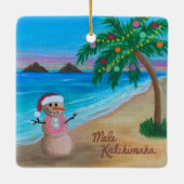 Mele Kalikimaka ornament, Hawaiian Holiday Sandman Keramisch Ornament (Achterkant)