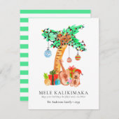 Mele Kalikimaka Palm Guitar Hawaiian Christmas Feestdagenkaart (Voorkant / Achterkant)