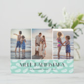 Mele Kalikimaka Palm Leaves Foto Feestdagenkaart (Staand voorkant)