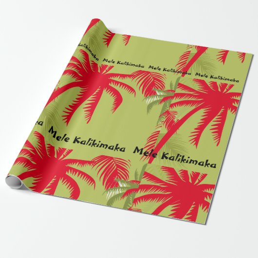 Mele Kalikimaka Palm Tree Cadeaupapier (Uitgerold)