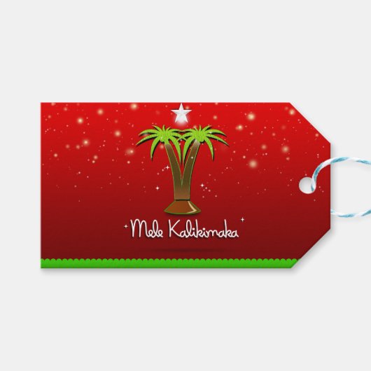 Mele Kalikimaka Palm Tree for Xmas Cadeaulabel (Voorkant (Horizontaal))
