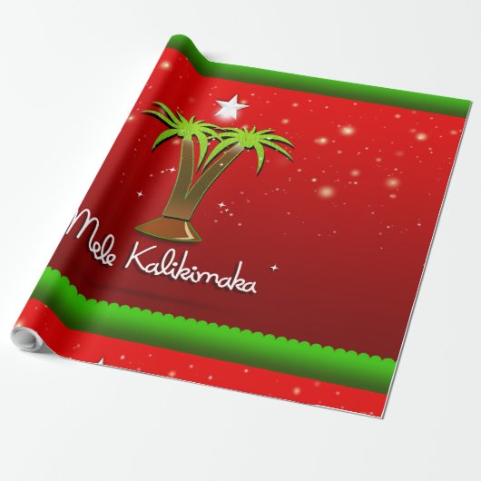 Mele Kalikimaka Palm Tree for Xmas Cadeaupapier (Uitgerold)