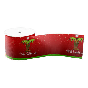 Mele Kalikimaka Palm Tree for Xmas Grosgrain Lint