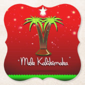 Mele Kalikimaka Palm Tree for Xmas Kartonnen Onderzetters (Voorkant)