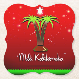 Mele Kalikimaka Palm Tree for Xmas Kartonnen Onderzetters